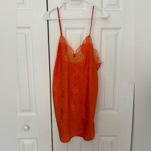 Vibrant Orange Lace Chemise